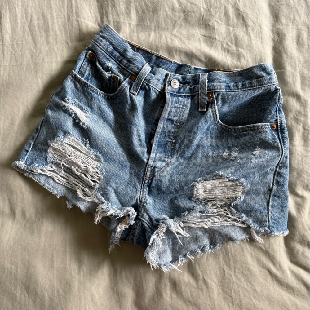 Distressed Levi’s Denim Shorts